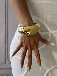 3pcs Unique Bangle Set, Gold Color Wide Cuff Bracelets, Luxury Elegant Style Bangles For Women - Yellow Gold - View 12
