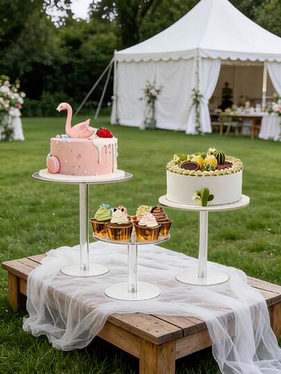 1 pieza Soporte de pastel de acrílico transparente, soporte de pastel desmontable para ceremonia de boda y cumpleaños, estante para exhibir postres de boda