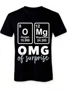 Maglietta a girocollo a maniche corte da uomo con stampa del motivo "OMG Chimica" (Magnesio + Ossigeno = Sorpresa OMG) - nero - Visualizzare 5