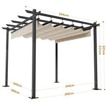 Devoko Gunji 3x3/3x4m Gazebo, Stable, Cold-Resistant, With Magnetic Fastening, Pergola With Adjustable Shade Area, Aluminum Frame, For Garden And Patio Roofing, Beige/Grey - Beige - View 3