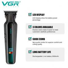 VGR Wireless Digital Display Hair Clipper, USB Rechargeable Portable Hair Trimmer V-930 - Multicolor - View 2