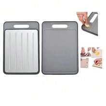 Khay rã đông thịt 4 trong 1 kèm thớt, dụng cụ mài dao và bào tỏi - Khay rã đông thịt đông lạnh, được thiết kế để chuẩn bị thức ăn trong nhà bếp | Thiết kế đa chức năng | Dụng cụ nhà bếp bền bỉ - Nhiều màu - Xem 12