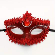 Venetian Beauty Mask Electroplated Diamond-Studded Spray-Painted Princess Mask Halloween Ball Ladies' Eye Mask (The Strap Is Black Or The Same Color As The Mask) (Hand-Glued, The Mask May Occasionally Have Some Glue Residue) - 白色 - 查看 9