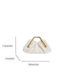 Women's Handbag With Pleated Cloud Design, Elegant Lady's Refined Luxury Metal Chain Decoration, Suitable For Shopping, Dating, Party, White - White - View 9