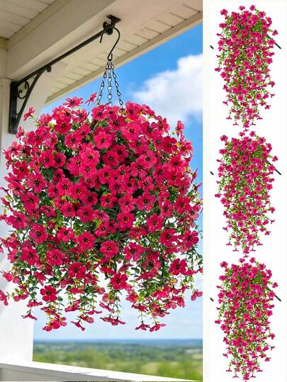 1pc Artificial Purple Vine Flower Decor With Realistic Eucalyptus Leaves & Purple Morning Glory, UV-Resistant, Suitable For Wedding, Home, Office, Garden, Birthday, Anniversary, Holiday, Graduation, All Season Decor, Fake Flowers, Artificial Plants, Faux Foliage, Hanging Vines, Outdoor Garden Ornaments, Table Decor, Spring Decor, Easter Wreath, Wedding Table Centrepiece, Table Runner, Vases For Flowers, Flowers Bouquet, Artificial Flowers Bunch, Living Room & House Accessories