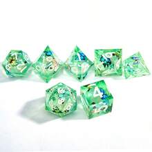 7pcs Butterfly Themed Dice Set - Rainbow Liquid-Filled Multi-Faceted Polyhedral Dice, Ideal For MTG Pathfinder And Tabletop RPG Games - Multicolor - View 7