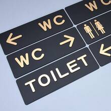 24*9cm/3.1*9.4in Tanda Dinding Akrilik Indikator Kamar Mandi, Panduan Arah Panah Kiri/Kanan, Cocok Untuk Toilet Umum, Kamar Mandi Hotel, Perekat Mandiri, Desain Minimalis, Tahan Lama - TOILET - View 4