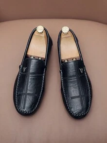 男士春夏乐福鞋，软底防滑一脚蹬休闲鞋，时尚款（脚宽或脚背高者建议选购大一码） - 黑色 - 查看 3