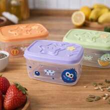 CASAMAX WL Paquete de 3 contenedores de alimentos de 1.3L. Cajas de almuerzo para desayuno, frutas, semillas, sandwich. Lindo diseño de estrella. Colores surtidos. 19x14cm Rectangular - Ver 1