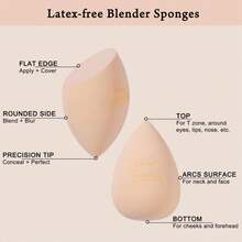 Set de esponjas de maquillaje Real Perfection, esponjas de belleza sin látex, 7 piezas con 1 estuche de viaje para mezclar base líquida, crema y polvo (Beige) - ColorA - Ver 3