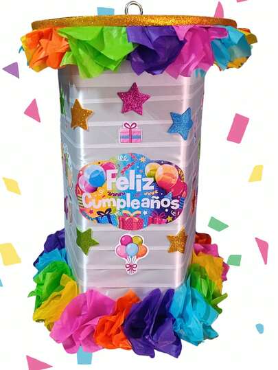 PÑATA GIRATORIA FELIZ CUMPLEAÑOS 50CM DE ALTURA