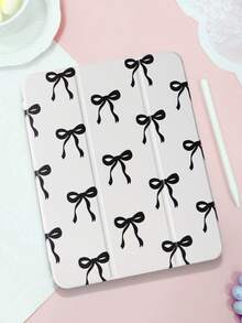 1 chiếc ốp lưng máy tính bảng tối giản màu đen với họa tiết nơ, tương thích với iPad Mini4/Mini5/Mini6/Mini7/Air/Air2/9.7/10.2/10.5/Air4/Air5/10.9/Pro 11-Inch/Thế hệ thứ 10/ Air 11-In.(M2)-2024/ Pro11-In.(M4)-2024/Air 11-Inch (M3) 2025/ (A16) 11 Inch Thế hệ thứ 11 2025, Galaxy Tab A8 10.5 Inch 2022, có khe cắm bút cảm ứng, chân đế gập 3 lần, bảo vệ cạnh bằng TPU mềm, chức năng ngủ/thức từ tính, ốp lưng máy tính bảng cá nhân hóa/sáng tạo. - màu đen - Xem 1