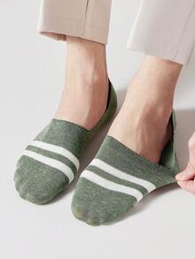 1/5 pares de calcetines casuales de barco para hombres, de rayas de colores aleatorios, de silicona, antideslizantes, transpirables y absorbentes, adecuados para primavera y verano - Multicolor - Ver 7