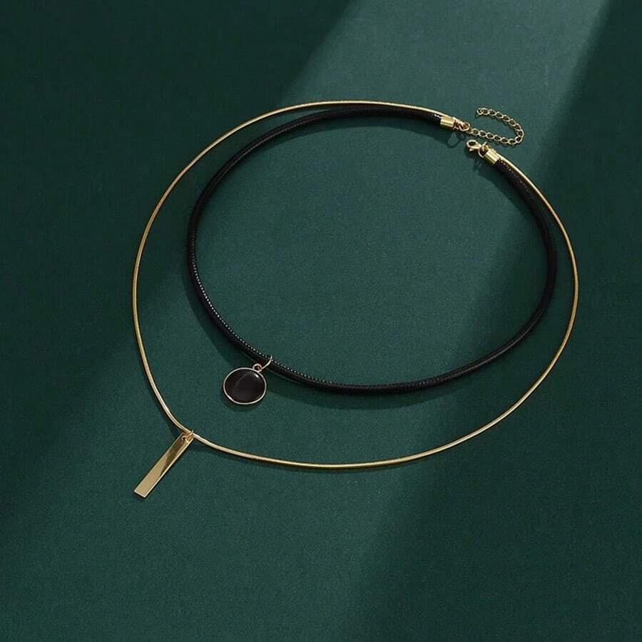 JOJELOO Long Necklace Anime Jewelry Necklace Double-Layer Clavicle Chain Titanium Steel Pendant Necklace, Unique Design Personalized Clavicle Chain - Multicolor - View 1