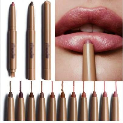 0,75g Lápiz delineador de labios, lápiz delineador de labios de doble extremo con péptidos suaves