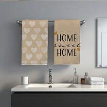 2 pezzi Asciugamani da cucina in microfibra morbida, 40*60cm Panni assorbenti per piatti, Stampa a cuore "casa Swtte", Adatti per la decorazione della cucina, Regali di inaugurazione della casa, San Valentino - Cammello - Visualizzare 10