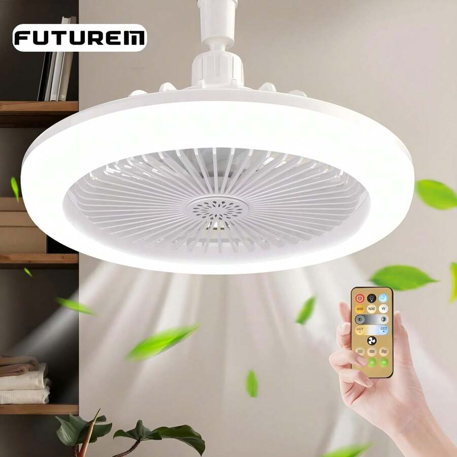 25CM Ventilador de techo de anillo LED,Luz del ventilador de techo,Con mando a distancia y aromaterapia,3000K-6500K/luminosidad regulable,Tres velocidades del viento,30W,3000Lm