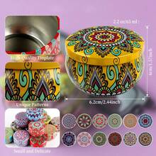 10 piezas de tarros de vela de hierro con tapas, 2.2 Oz Contenedores vacíos para hacer velas con estampado multicolor, tarros de almacenamiento de dulces DIY, regalos para fiestas, decoración del hogar y la habitación, set de colores mixtos - 10 latas vacías al azar - Ver 6