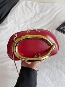 气质链条包，复古金属手柄，精致设计，小方包版，欧美宴会风格，百搭单品，少数族裔，高级感，单肩包，斜挎，两用，晚宴、约会、通勤，时尚，质感，女包。 - 彩色 - 查看 15