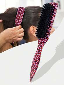 Cepillo de cerdas de jabalí con estampado de leopardo, sin perfume, apto para hombres y mujeres, herramienta de peluquería profesional para el cabello grueso y fino, recorte degradado, herramienta de peluquería, peinado suave, verano, vacaciones, kit de peinado de viaje, kit de herramientas para el cabello, festival, fiesta - Multicolor - Ver 2