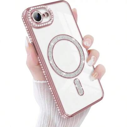 Gitter 钻石透明手机壳，适用于 17 Pro Max 16 15 14 13 12 11 Pro 14 Plus 17 E，支持磁吸无线充电，带边框保护套