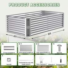 Tegarbed Galvanized Raised Garden Bed Kit Outdoor Patio,8x4x2ft Large Rectangular Metal Planter Boxes,Deep Root Box Planter For Gardening, Vegetables, Flowers, Herbs, 1 Pack, Silver - 8x4x2FT - View 5