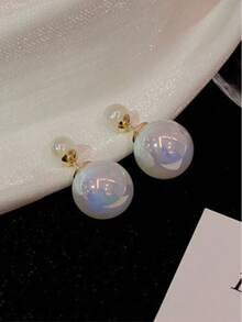 一对优雅奢华简约百搭的白色仿珍珠耳环，适合女士日常及节日佩戴。 - 珍珠 - 查看 2