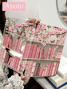 Ayotu 粉色樱花书架保护套,Y型支架翻盖设计,兼容iPad A16、iPad Pro 13/12.9/11、iPad Air 11/13、iPad mini、iPad Air 11英寸、Kindle(第11代,2024年发布)、Kindle Paperwhite(第12代,2024年发布) - 彩色 - 查看 2