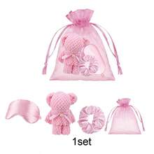 水疗主题睡衣派对套装：粉色发带、眼罩、发圈和透明包包 - 非常适合女孩睡衣派对、迎婴派对、水疗活动、母亲节和毕业派对 - 多色粉紅Spa派對套裝 - 查看 6