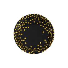 10/20/50pcs 9"/7" Black Gold-Dotted Paper Plates - Premium Disposable Tableware For Parties, Weddings & Fine Dining (Bleach-Free Pulp) - Gold Dot Black - View 12