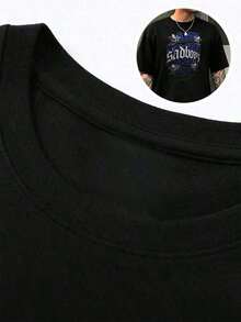 Men's Shirts, Men's Clothing, Men's Shirts, Anti Social Sadboys Club 180G Black And White T-Shirt, Angel Design, High Quality Print, Round Neck, Basic Loose Fit, For Men And Women, Breathable, Versatile, Machine Washable, Comfortable, S-5XL, Daily, Casual, Sporty, Summer Essential. Men's T-Shirt, Women's Sweatshirts, Loose, Casual And Versatile Top T-Shirt - màu đen - Xem 4