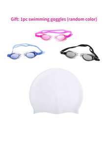 2026 Bestselling Silicone Swimming Cap With Goggles, Adult Solid Color Silicone Swim Cap, Waterproof Anti-Slip Comfortable Elastic, Suitable For Short & Long Hair, Applicable For Indoor/Outdoor Pool And Beach Swimming - Solid Color - View 14