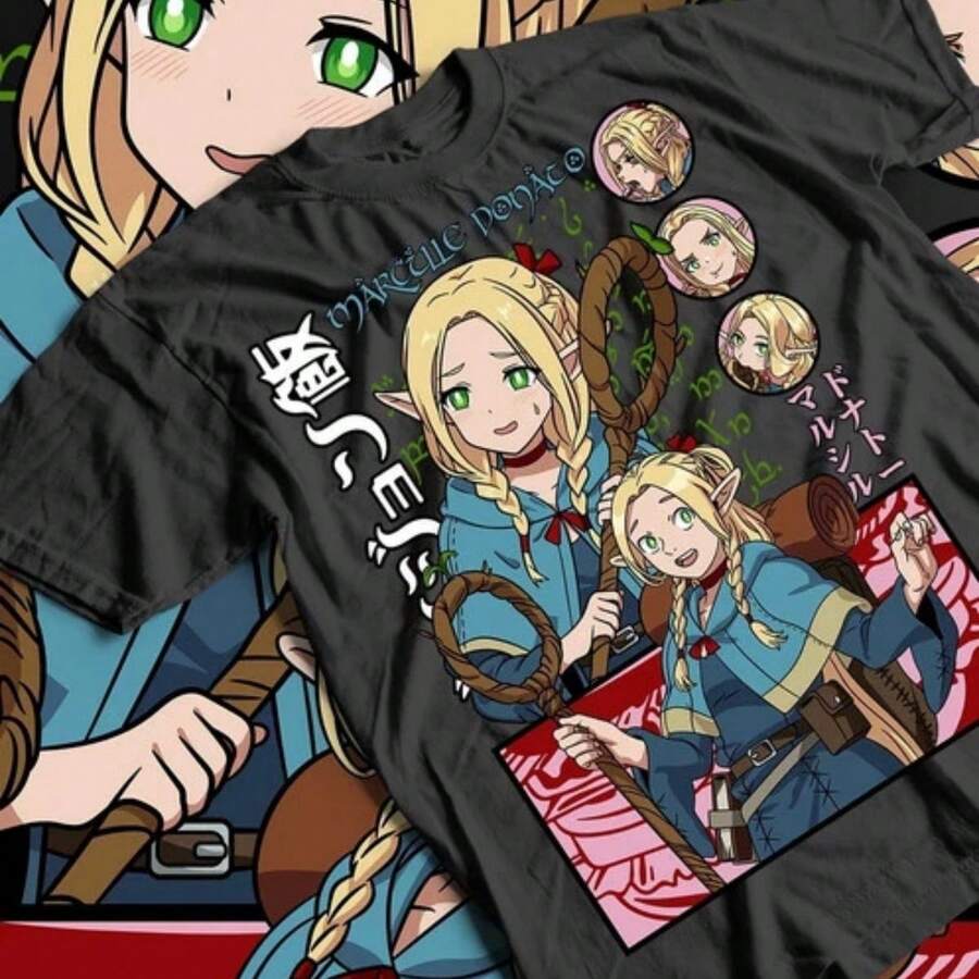 Delicious In Dungeon Marcille Donato Anime Manga T-Shirt Gift For - màu đen - Xem 1