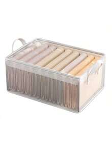 2pcs Plastic Storage Boxes With Steel Frame And Reinforced Handles, Stackable Transparent Storage Containers With Lids, Suitable For Storing Clothes, Books, Household And Dorm Essentials - Multicolor - View 10
