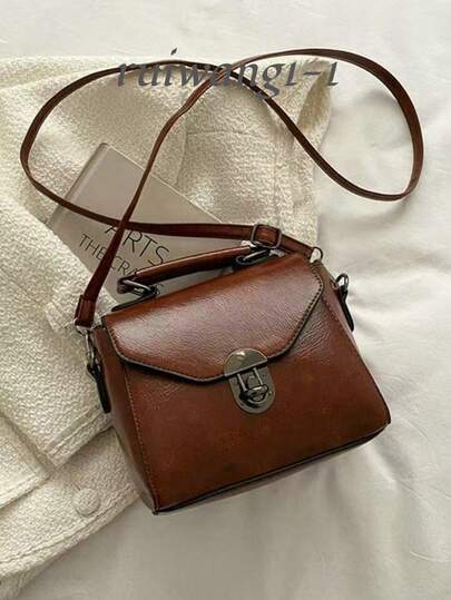 Women's Retro Clasp Mini Handbag, Fashionable For Daily Use