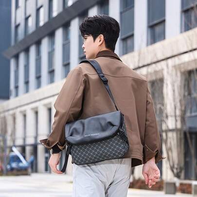 Waterproof Nylon Men's Shoulder Bag, Black Vintage Floral Pattern, Fashion Casual Multifunctional Men's Messenger Bag With Multiple Pockets And Compartments, Suitable For Storing Phone, Glasses, Keys And Other Daily Items, Adjustable Strap, Ideal For Students, High School, College, Travel, Business, Commuting, Shopping, Office, Dating, Outdoor Activities