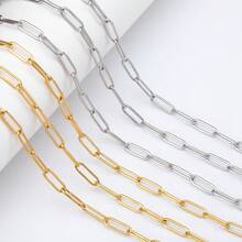 Bộ 5 dây chuyền hình oval bằng thép không gỉ, dài 45cm, có khóa càng cua nối dài, thích hợp để tự làm trang sức. - Chuỗi DIY - Xem 6