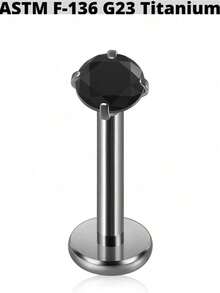 1pc G23 Titanium Internally Zirconia Threaded Lip/Cartilage/Tragus/Lobe Piercing Jewelry - Multicolor - View 14