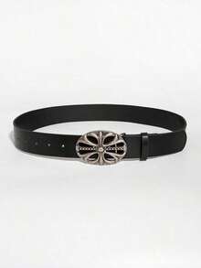 1pc Vintage Floral Embossed Western Cowgirl Style Belt For Women Halloween Summer, School Fall, Autumn, Halloween - 黑色 - 查看 4