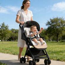 1pc Baby Stroller Seat Cushion, Cartoon Rabbit Print, Comfortable Cotton Pad With Pillow, Reversible For All Seasons, Suitable For Daily Use - As Shown - View 2