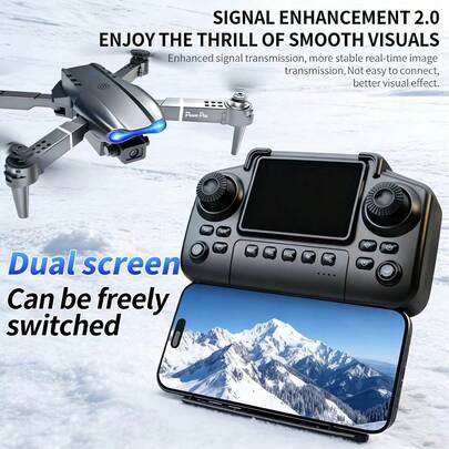 E88 Pro Drone With 2 Batteries, Screen Remote Control, Dual Cameras, Complete Accessories Kit, Great Gift For Travel & Photography Enthusiasts.HD Dual Lens Drone With Screen Remote, Signal Enhancement 2.0, Smooth Real-Time Transmission, Optical Flow Positioning For Clear Shots.Screen-Controlled Drone No Phone Needed, Built-In Display, Fast 0.01s Reaction, Foldable Design For Easy Carry & Travel.