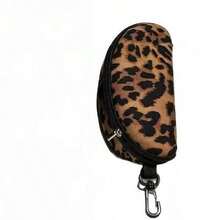 1pc Fashion Leopard Print Eyeglass Case, Soft Eyewear Storage Box, Suitable For Car, Unisex, With Hanging Hook (Leopard Print Pattern Random) - Multicolor - View 2