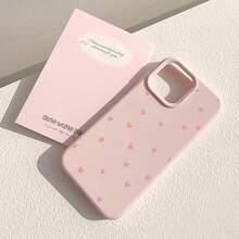 Fashionable Heart-Shaped Pattern Liquid Soft Pink Phone Case, Suitable As Birthday And Christmas Gift For Couples, Girlfriends, Daughters, Teenagers - Pink - View 2