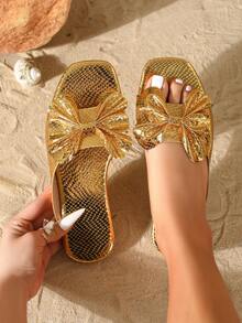 2026 Nuevas sandalias planas de moda casual para mujer, para el verano - Dorado - Ver 2