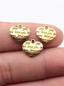 20pcs 13x12mm Double-Sided "Love You" Heart Charms Pendant For DIY Jewelry Making Necklace Keychain Phone Chain Bracelet Making Accessories Handmade Craft Making Findings - Love - View 5