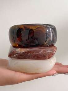 1件/3件/套 波西米亚几何弧形树脂手链，奢华休闲派对女士及情侣婚礼节日百搭金属饰品手链礼物（手链的图案和颜色以实物为准） - 彩色 - 查看 5