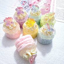 3D Cream Butterfly Cake Miniature Food Toy, Resin Accessory Handmade Small Ornament Keychain DIY Cream Glue - Multicolor - View 1