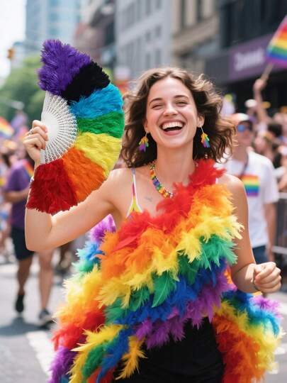 1pc 2026 LGBTQ Pride Party Rainbow Velvet Feather Fan, Essential For Stage Runway Performance Music Festival Carnival Celebration, Fashion Handheld Cooling Accessory, Love Is Love Statement Piece,Summer,Holiday