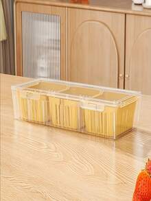1 Conjunto de Recipientes Reutilizáveis para Armazenamento de Alimentos com Tampas, Caixas Organizadoras Transparentes de 3 Compartimentos para Geladeira para Salada, Frutas, Vegetais, Condimentos, Caixa de Almoço Portátil para Viagem e Uso Externo - Multicolorido - Visão 10
