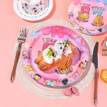 10/20/50pcs,I Was 6 Now I'm 7 Donut Ice Cream Disposable 7inch & 9inch Paper Plates, Pink Gradient Sprinkle Drip Number 6 7 Print Round Plates,Sweet Treat 6th To 7th Birthday Dinner Plates For Sweet 7th Birthday Party Supplies - View 4